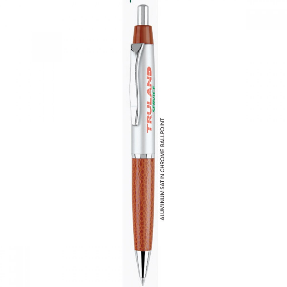 Logo Branded Benevento Aluminum Satin Chrome Ballpoint Pen