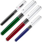Logo Branded Silver Cap Brass Rollerball Pen w/ Translucent Color Barrel