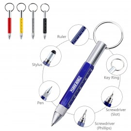 Custom Imprinted 6 in 1 Metal Tool Pen w/Key Ring