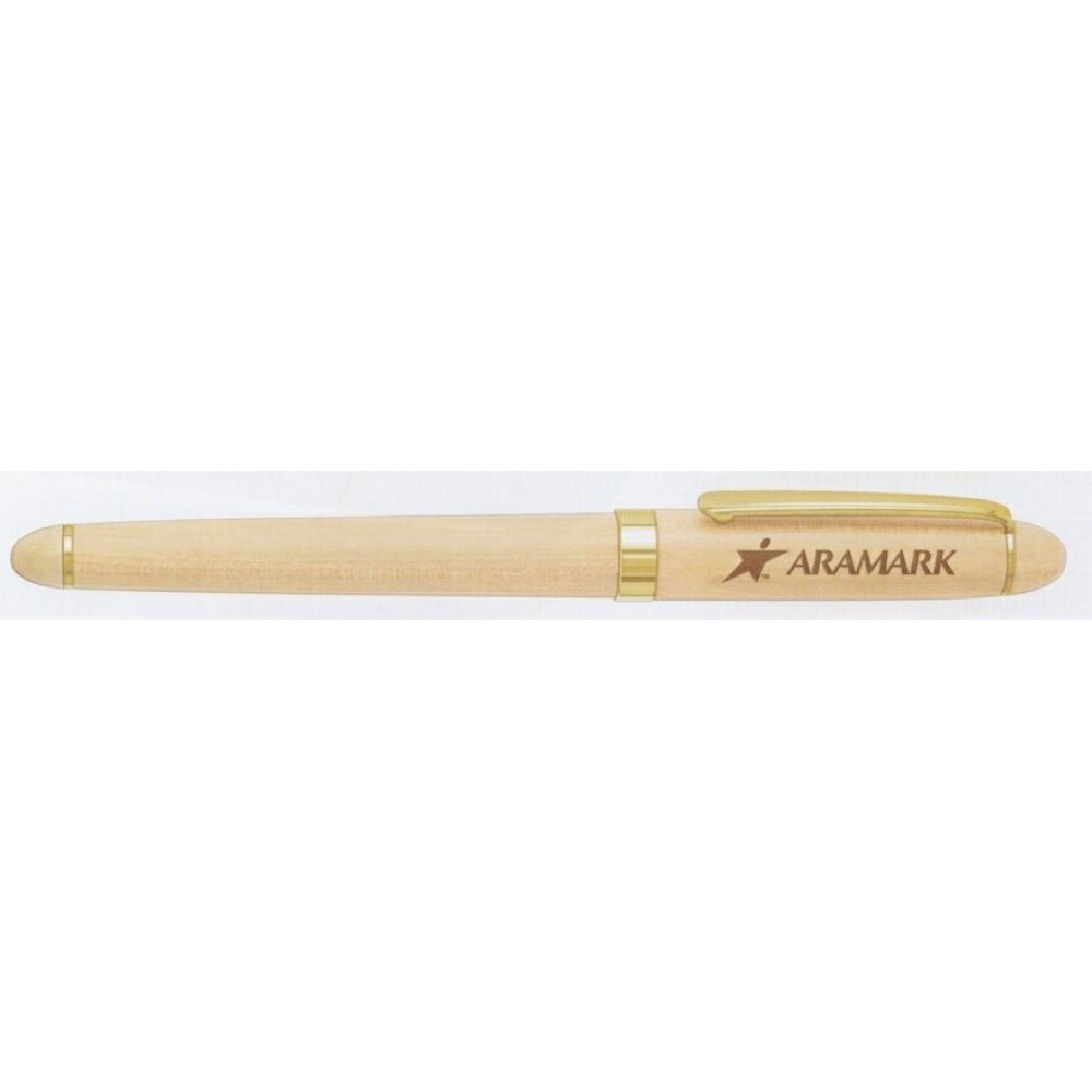 Custom Engraved Maplewood Ballpoint Pen With Gold Trim Custom Engraved Maplewood Ballpoint Pen With Gold Trim