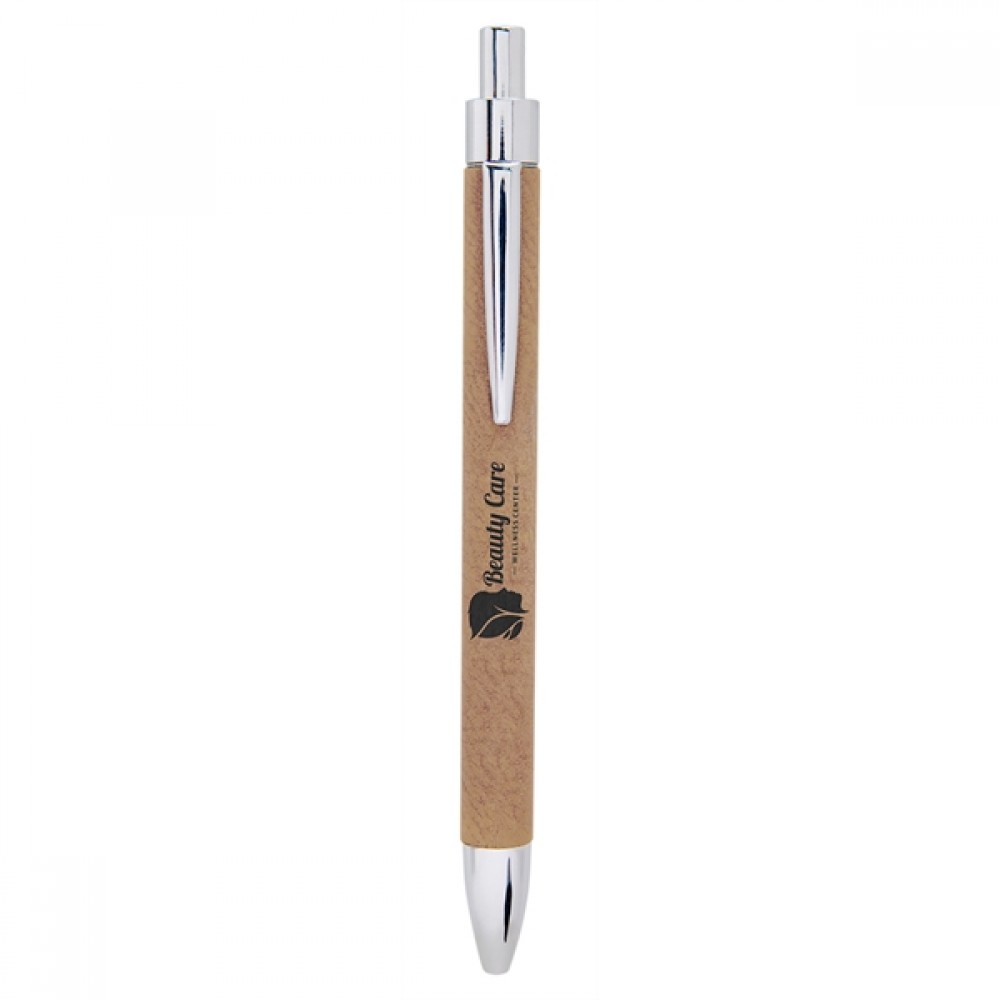 Tan/Black Leatherette Pen Custom Engraved Tan/Black Leatherette Pen Custom Engraved