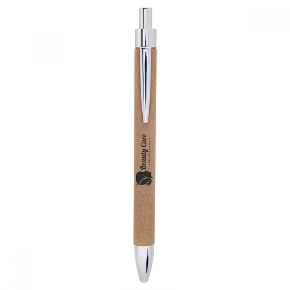 Tan/Black Leatherette Pen Custom Engraved