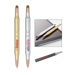 Custom Imprinted Twist action 2 in 1 ballpoint pen with fiber cloth capacitive stylus.