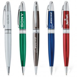 Logo Branded Chromium Solid Brass Twist Action Ballpoint Pen