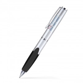 Twist Action Ballpoint Pen With Matte Silver Finis Logo Branded