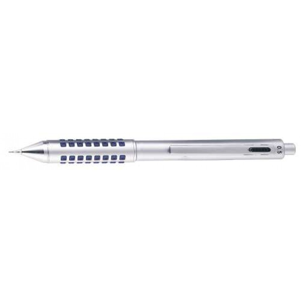 Logo Branded 4-in-1 Pen w/Blue Rounded Rubber Dotted Grip