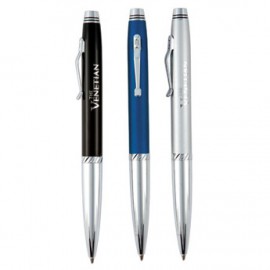 Alpha Brass Twist Action Ballpoint Pen w/ Diamond Cross Cut Custom Engraved