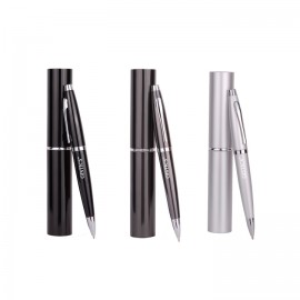 Custom Engraved Twist Metal Ballpoint Pen w/Rounded Case