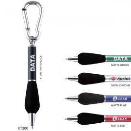 Logo Branded Aluminum Ballpoint Pen w/ Carabiner Hook  Logo Branded Aluminum Ballpoint Pen w/ Carabiner Hook
