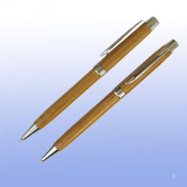 Logo Branded Bamboo Pen W/Chrome Trim (Laser Engrave)