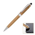 Bamboo Ballpoint Pen with Capacitive Stylus Custom Engraved
