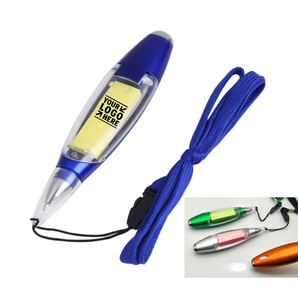 Multi-Function Ballpoint Pens with Sticky Notes LED Light Custom Imprinted Multi-Function Ballpoint Pens with Sticky Notes LED Light Custom Imprinted