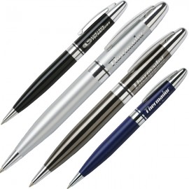 Heavyweight Brass Twist Action Ballpoint Pen w/ Chrome Accents Custom Imprinted