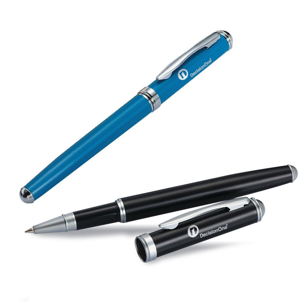 Custom Engraved Platinum Series Ultra Fashionable Cap Off Roller Ball Pen with Enamel Finish