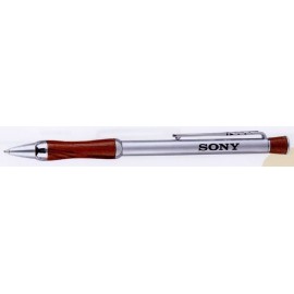 Metal Slim Ball Point Pen w/Rosewood Trim Custom Engraved