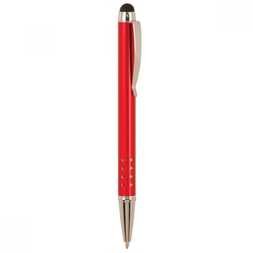 Red Pen w/Silver Trim & Stylus Custom Imprinted