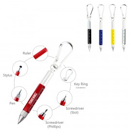 Custom Engraved 6 In 1 Metal Tool Pen w/Carabiner  Custom Engraved 6 In 1 Metal Tool Pen w/Carabiner