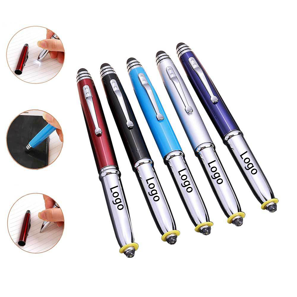 Metal Ball Pen Capacitive Stylus with LED Lights Logo Branded