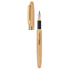Custom Engraved Bamboo-03 Corporate Fountain Pen with Gold Accents