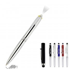 Logo Branded Flashlight Metal Pen With Stylus