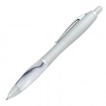 Curved Silver Pen with Marbleized Grip - Silver (ENGRAVED) Custom Engraved