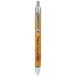 5" - Wood Pen with Silver Trim - Bamboo Custom Imprinted