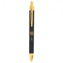 Black/Gold Leatherette Pen Logo Branded