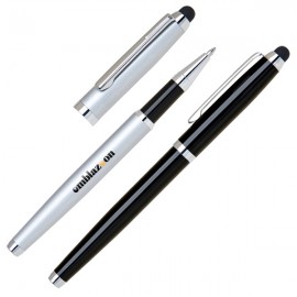 Brass Twist Cap Off Rollerball Pen w/ Touchscreen Stylus Custom Engraved