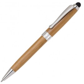 Bamboo Stylus Pen - Chrome trim Logo Branded  Bamboo Stylus Pen - Chrome trim Logo Branded