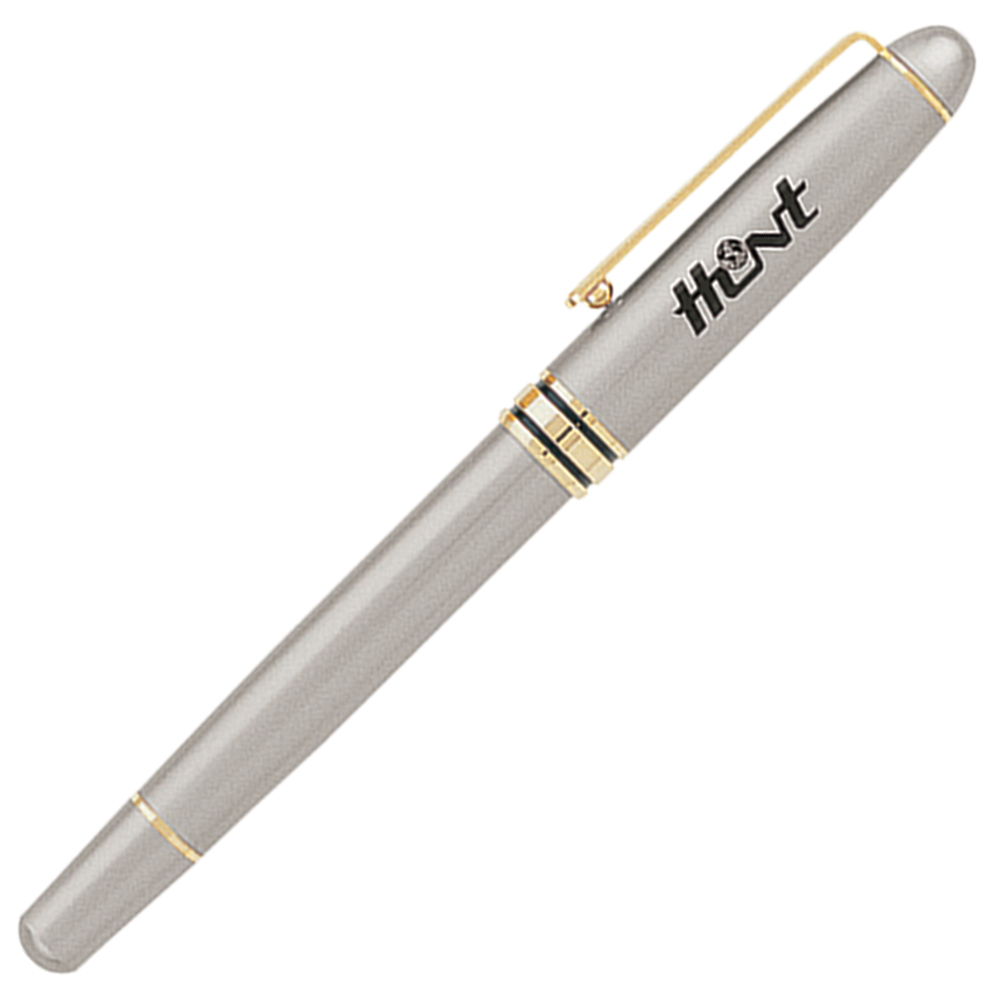Logo Branded Rollerball Brass Pen w/ Enamel Finish & Gold Trim Logo Branded Rollerball Brass Pen w/ Enamel Finish & Gold Trim