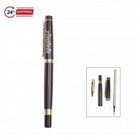 Metal Signature Pen with Gold Trim Logo Branded