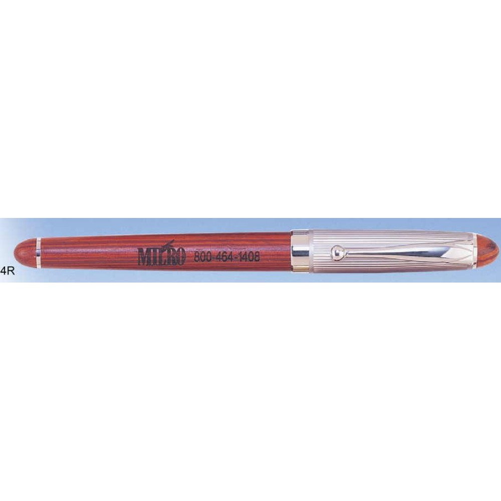 Select Rosewood Roller Ball Pen w/ Chrome Metal (Siikscreen) Custom Engraved