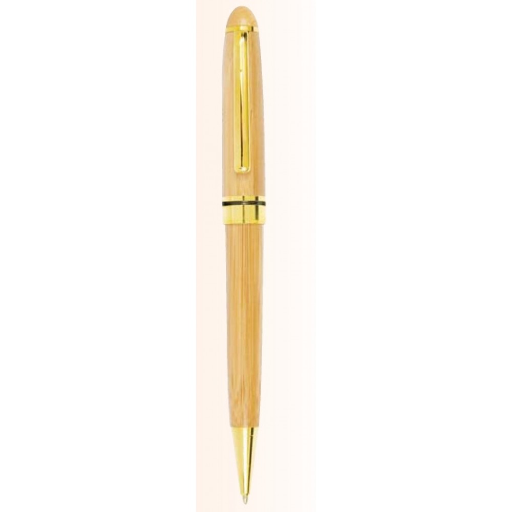 Custom Engraved Gold Solstia Bamboo Twist Ballpoint Pen