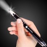 Custom Engraved Pad Printed LED Stylus Pen w/Flashlight