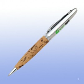 Logo Branded Chrome Cork Ballpoint Pen (Screened)