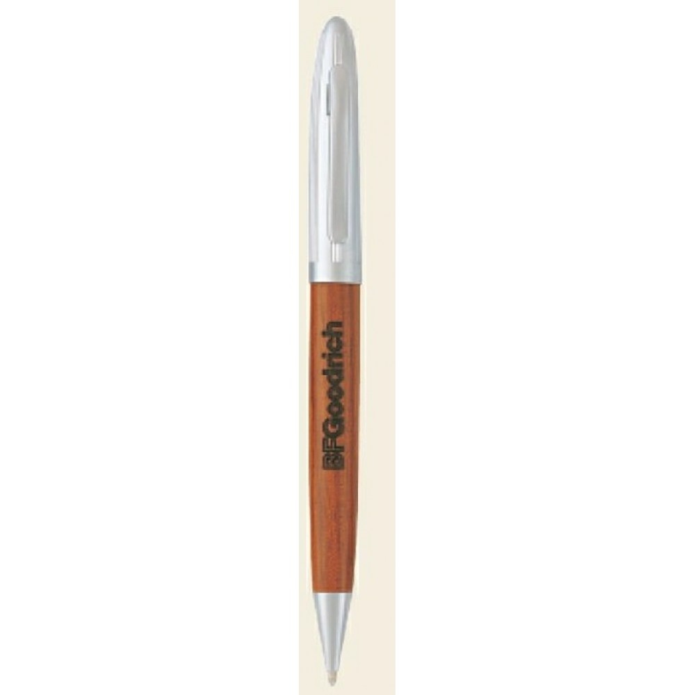 Silvergrove Rosewood Ballpoint Pen w/ Satin Silver Accent Logo Branded