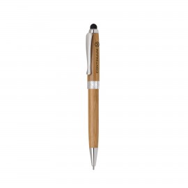 Logo Branded ECO-Friendly Bamboo stylus and ballpoint pen.