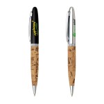 Cork / Metal Twist Action Ballpoint Pen Custom Engraved
