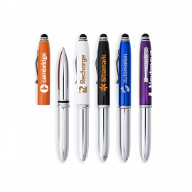 Flashlight and Stylus Metal Pen Logo Branded