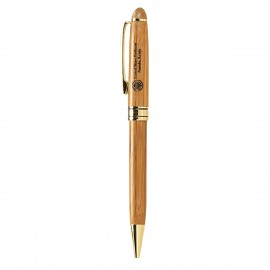 The Milano Blanc Bamboo Ballpoint Pen Logo Branded