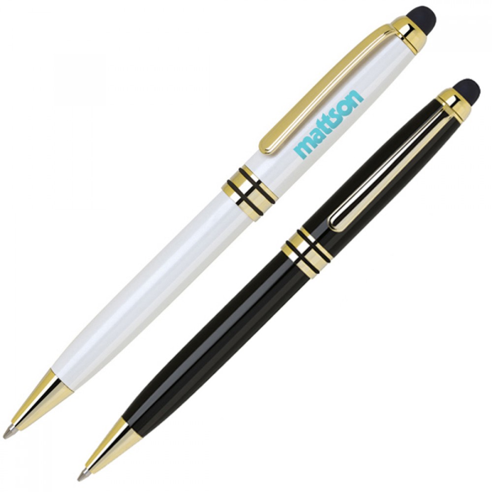 Heavy Brass Ballpoint Pen w/ Touch Screen Stylus Logo Branded Heavy Brass Ballpoint Pen w/ Touch Screen Stylus Logo Branded