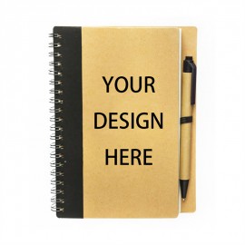 Printed Eco-Inspired Spiral Notebook and Pens Logo Branded
