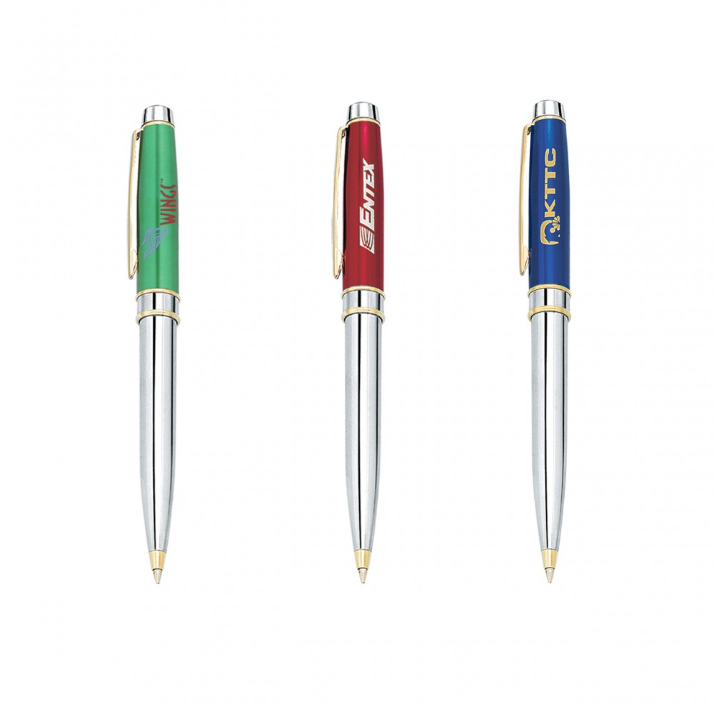 Windsor-I Ballpoint Pen w/Chrome Barrel Custom Engraved