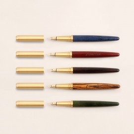 Custom Imprinted Luxury Wooden Fountain Pen with Brass Pen Cap