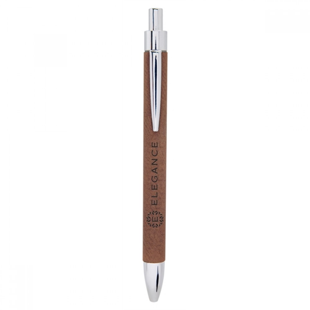 Custom Imprinted Brown/Black Leatherette Pen