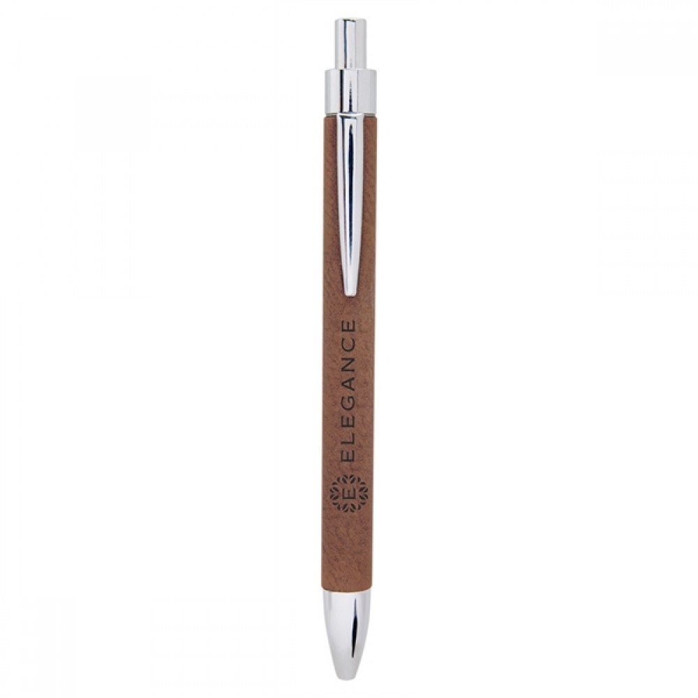 Custom Imprinted Brown/Black Leatherette Pen