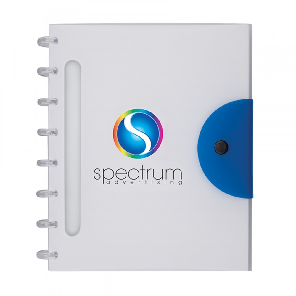 Custom Imprinted Cora Notebook (Pen not included) - Clear/Blue Custom Imprinted Cora Notebook (Pen not included) - Clear/Blue