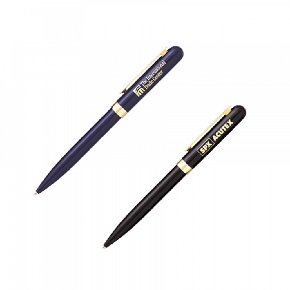 Nautica Black Or Blue Ballpoint Pen w/Gold Cutout Clip Custom Imprinted