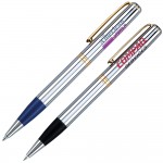 Custom Engraved Twist Action Brass Ballpoint Pen w/ Shiny Chrome Finish