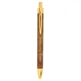 Logo Branded Rustic Gold/Tan Leatherette Pen